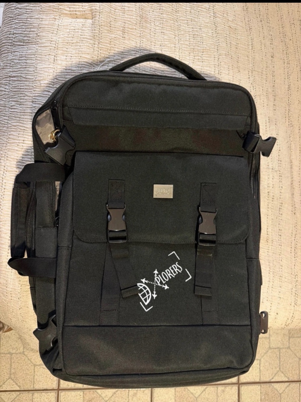 Travel backpck with personal item measurements and bigger (expands)